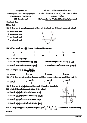 Đề thi thử THPT Quốc gia môn Toán năm 2020 - Đề số 98 - Trần Trọng Tuyến (Có đáp án)